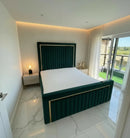 Elcante Bedstead in Plush Velvet – Mirrored Panel Headboard & Footboard | Luxury Handmade UK Bed FIL