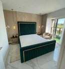 Elcante Divan Ottoman Bed in Plush Velvet – Gold / Chrome Detail