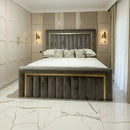 Elcante Divan Ottoman Bed in Plush Velvet – Gold / Chrome Detail