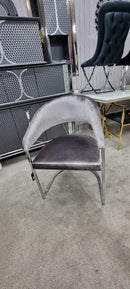 Roma Tub Dining Chair in Shiny Grey Velvet