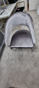 Roma Metal Plating Dining Chairs Silver Pewter Velvet