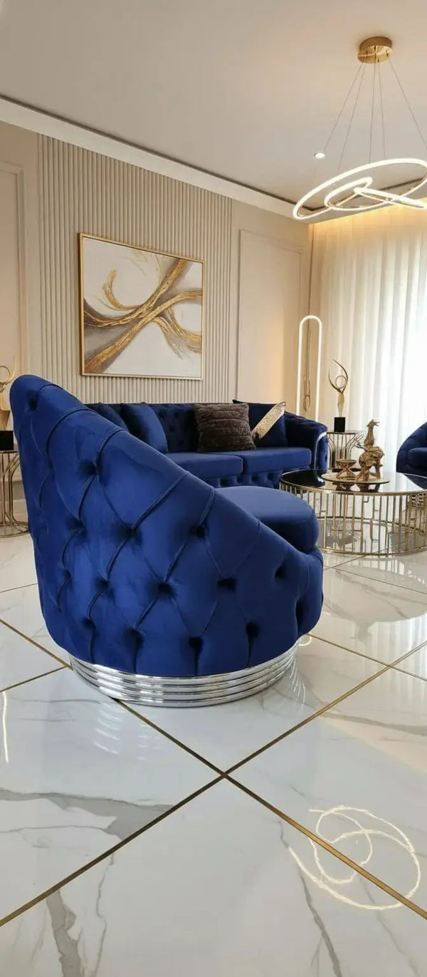 Upholstered Petra Swivel Chair Grey F I INTERIORS