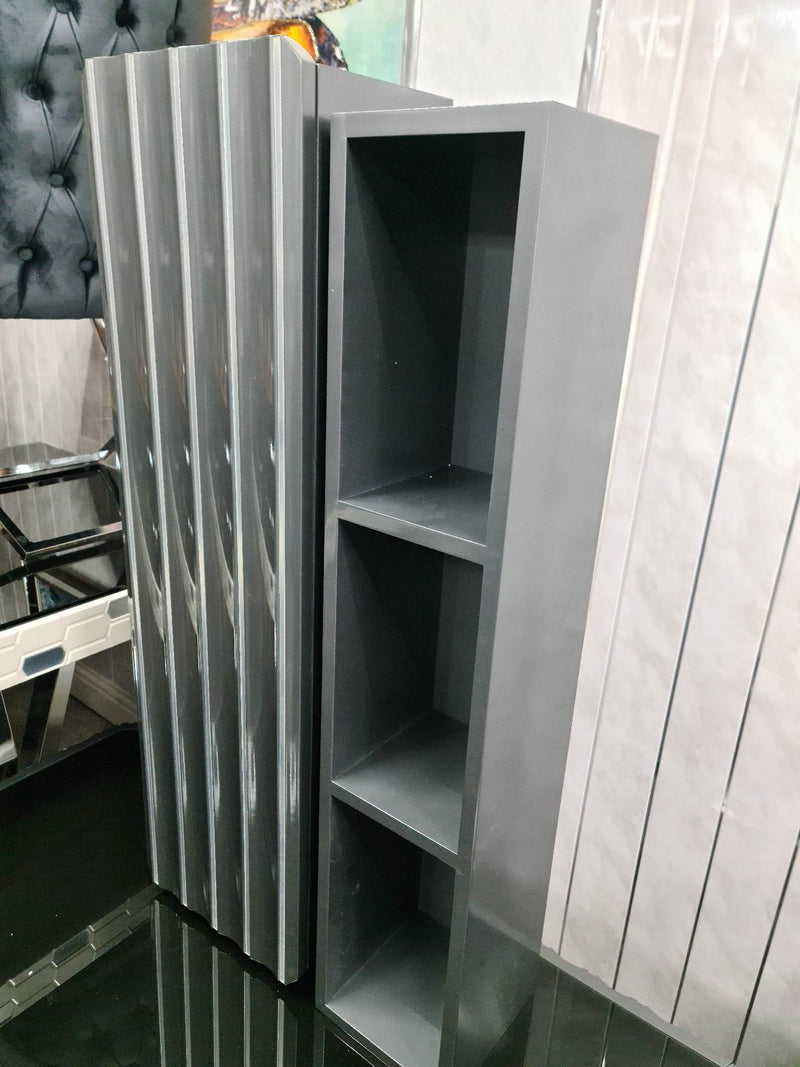 LOTUS WALL MOUNT CABINETS + SHELF GREY & CHROME