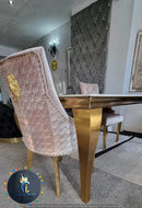 Lexi Chair Mink Pewter Velvet & Gold Detailing