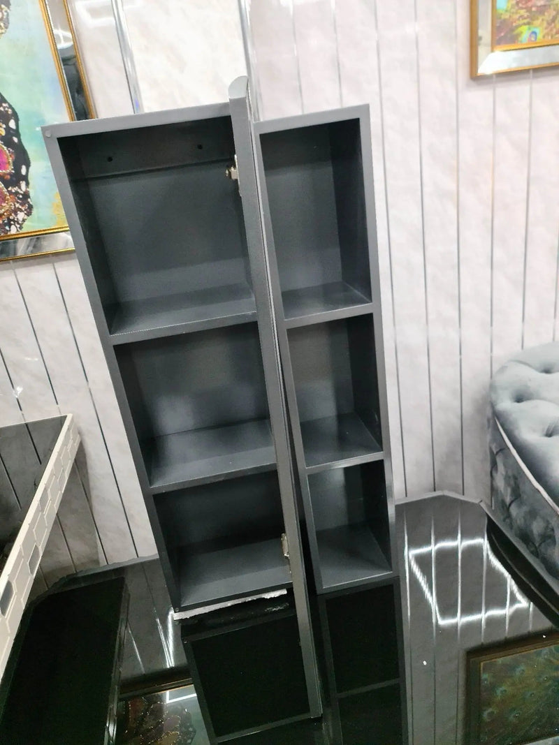 LOTUS WALL MOUNT CABINET + SHELF -GREY & CHROME