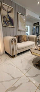 Elmira 2-Seater Cream Velvet Sofa with Gold Legs – Luxury Modern Sofa F I INTERIORS