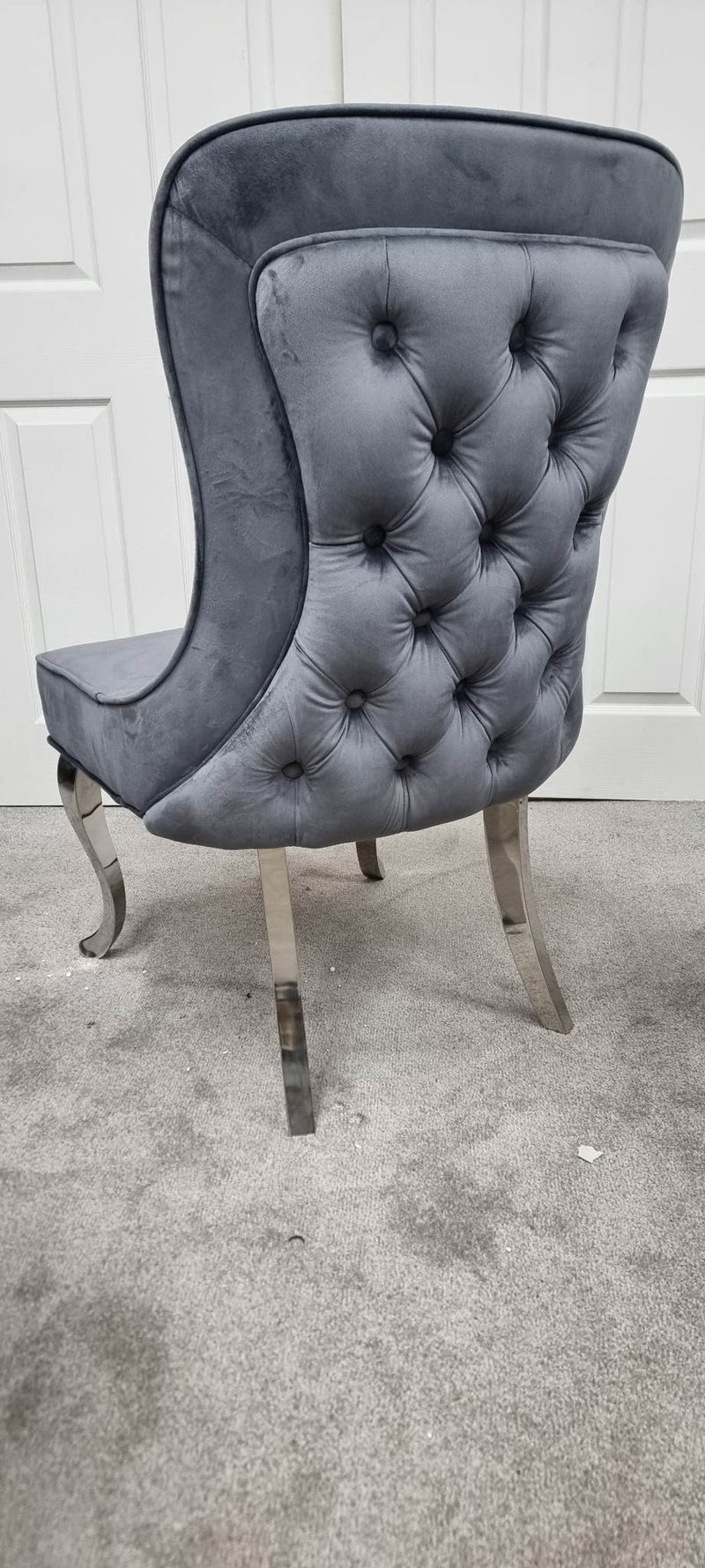 Sandhurst Dining Chair Dark Grey with buttoned back