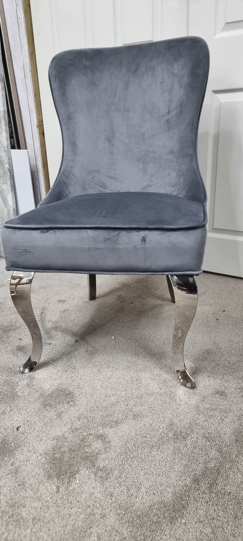 Sandhurst Dining Chair Dark Grey with buttoned back