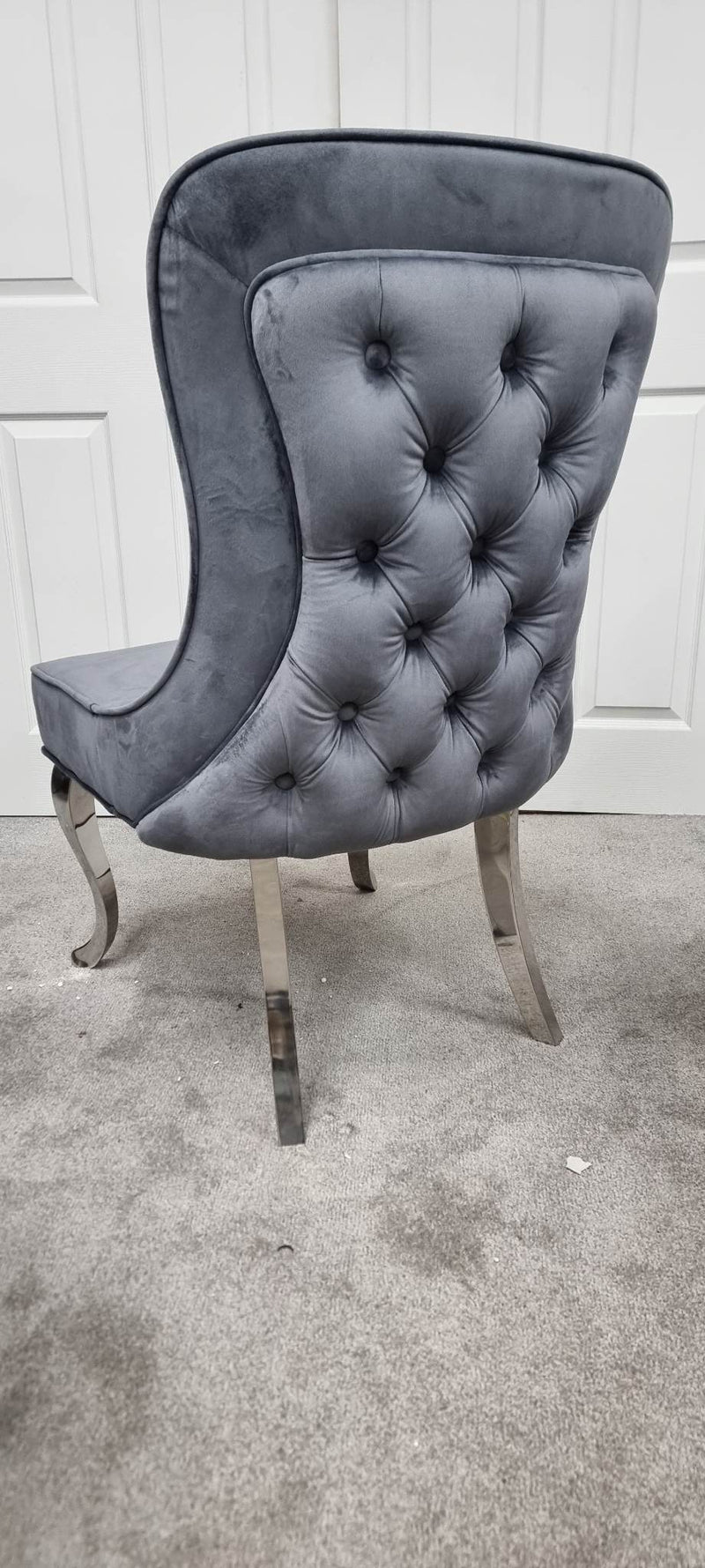 Sandhurst Dining Chair Dark Grey with buttoned back