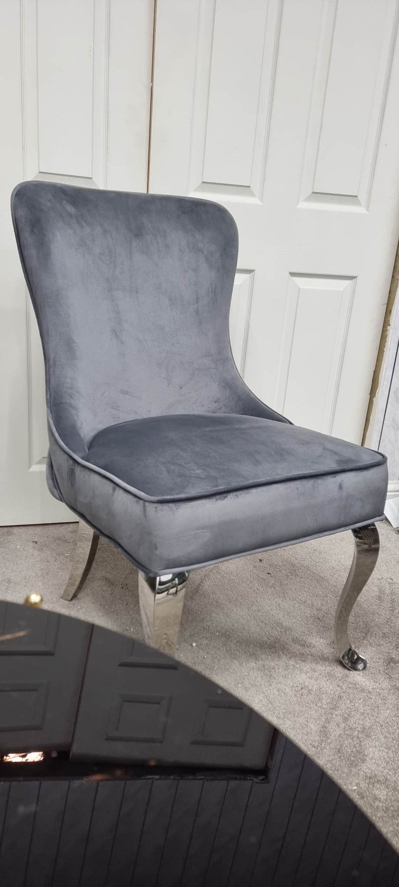 Sandhurst Dining Chair Dark Grey with buttoned back