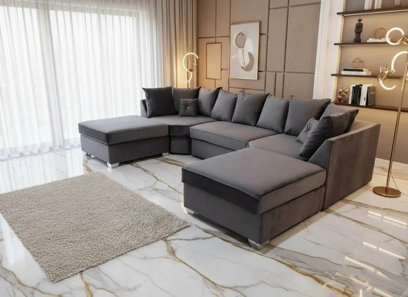 UTOPIA FRENCH VELVET U SHAPE CORNER SOFA RANGE