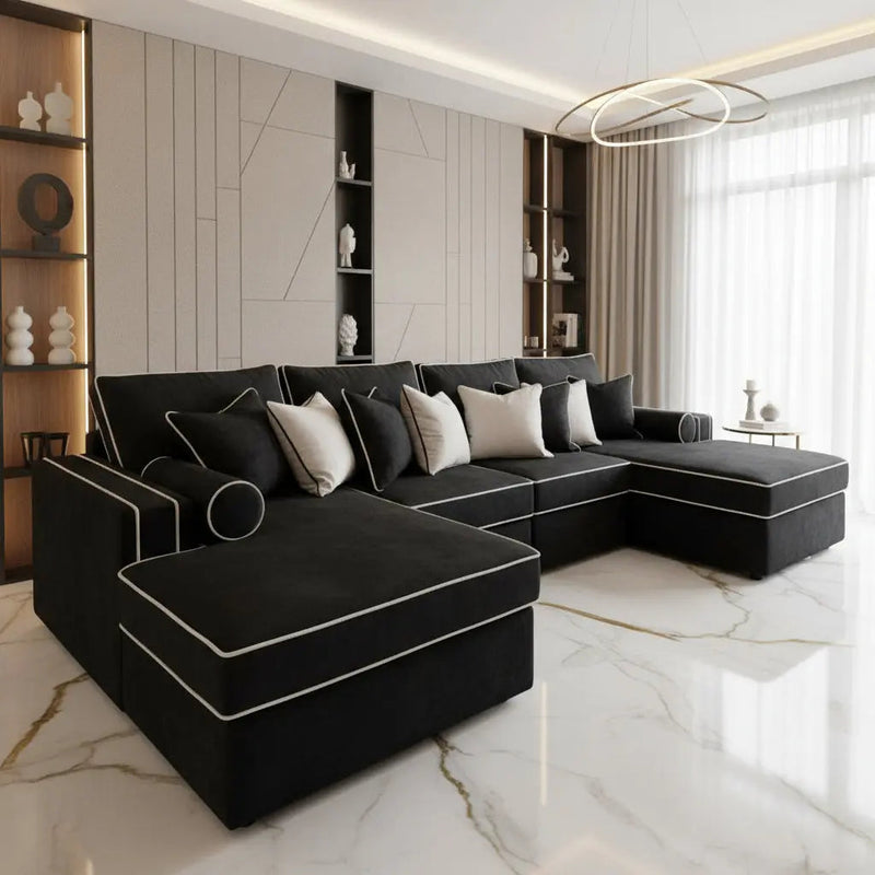 Katrina French Velvet U Shape Corner Sofa