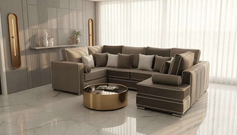 Katrina French Velvet U Shape Corner Sofa