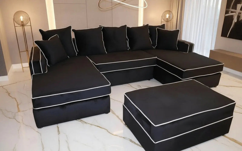 Katrina French Velvet U Shape Corner Sofa