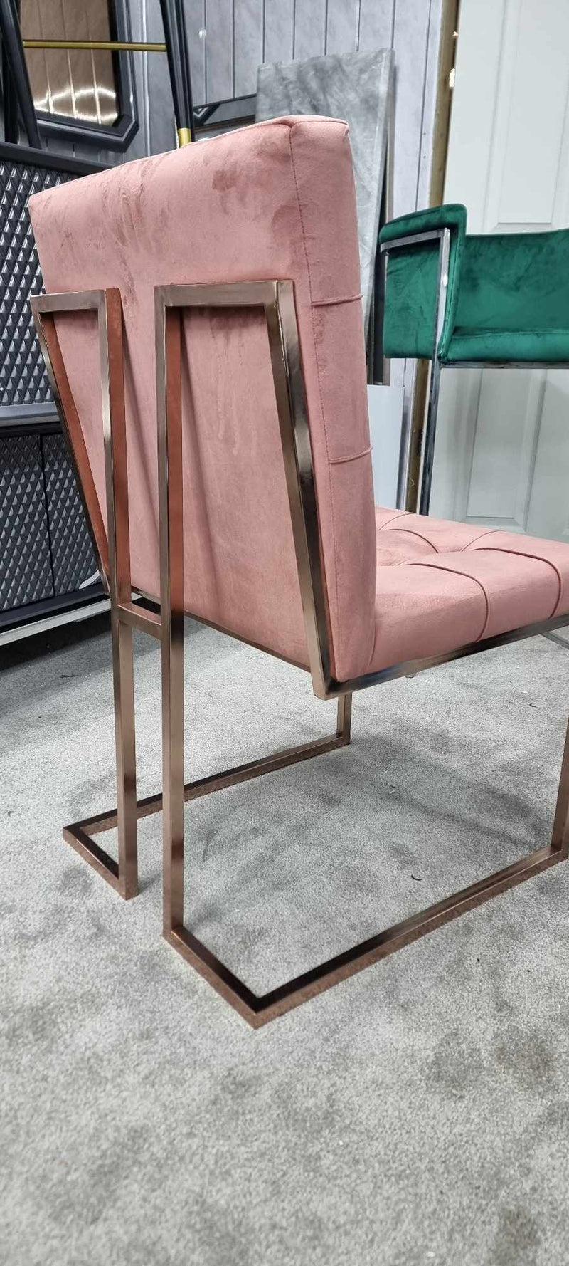 Atlanta Pink & Rose Gold Metal Plating Velvet Dining Chair