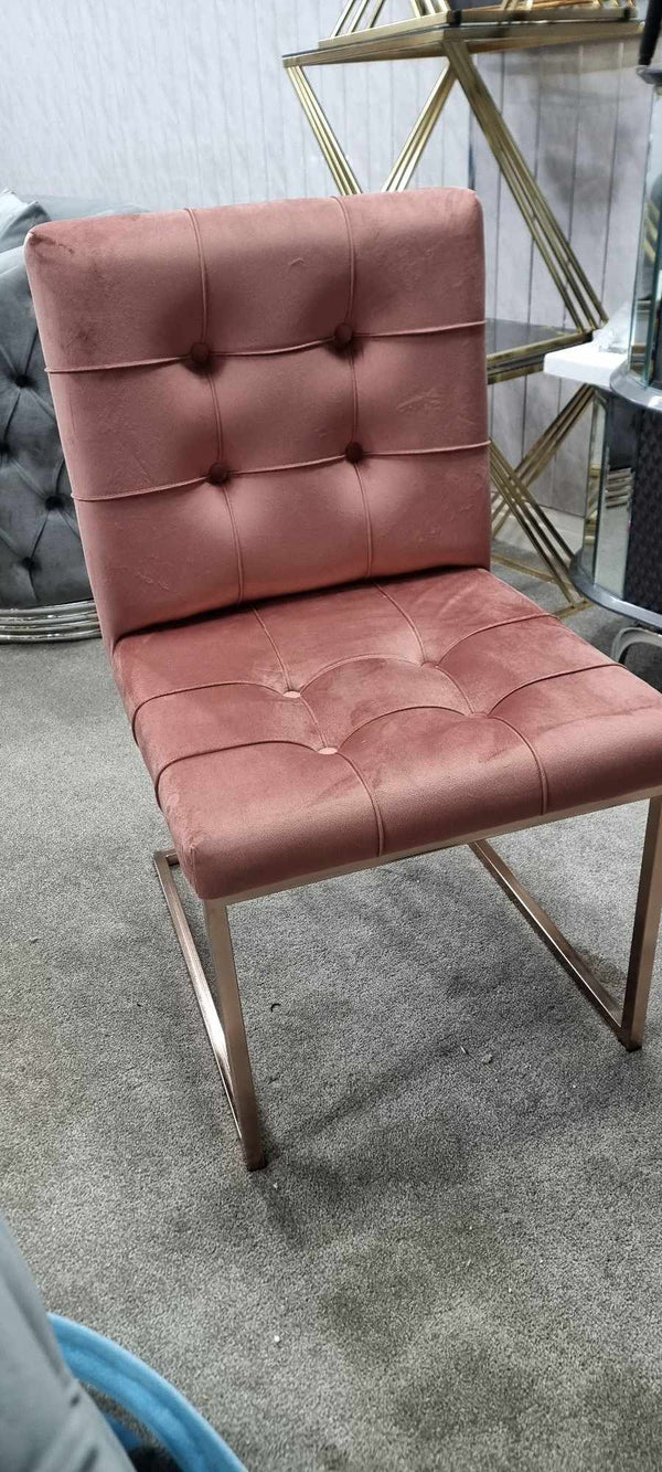 Atlanta Pink & Rose Gold Metal Plating Velvet Dining Chair