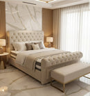 Sleigh Cubed Chesterfield Plush Velvet Bed Frame – Bespoke Handcrafted Bed (Made in the UK)