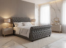 Swan Sleigh Chesterfield Plush Velvet Bed Frame – Bespoke Handcrafted Bed (Made in the UK)
