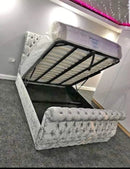 Swan crushed velvet ottoman full chesterfield upholstery