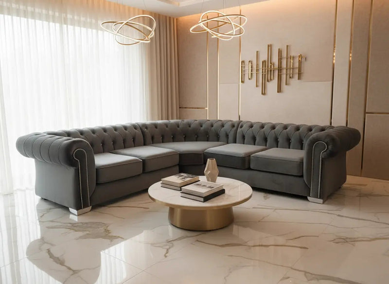 Rockingham Chesterfield French Velvet Sofa Range – Bespoke Luxury f i interiors