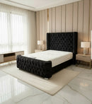 Aries Crushed Velvet Wingback Bed – Bespoke Handcrafted Bedstead (Made in the UK)