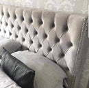 Luxe Curved Wingback Crushed Velvet Bed Frame – Bespoke Handmade Design
