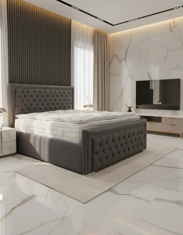 Arizona Plush Velvet Bed – Bespoke Handcrafted Bedstead (Made in the UK)