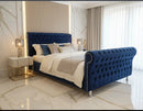 Dicaprio Plush Velvet Sleigh Bed – Bespoke Handcrafted Chesterfield Bedframe (Made in the UK)
