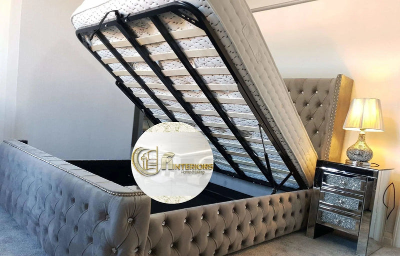 Arianna premier velvet ottoman bedframe