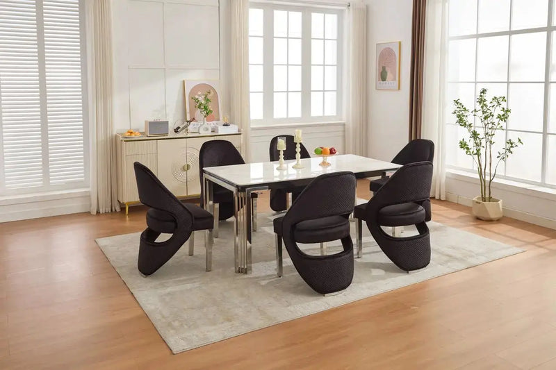 Santorini Sintered Stone Dining Table & Santorini Dining Chair Set – Modern Luxury Dining Collection Celebrity Interiors
