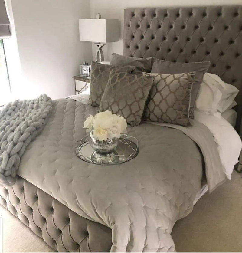 Majestic Plush Velvet Bed – Bespoke Wingback Bedstead (Handcrafted in the UK)