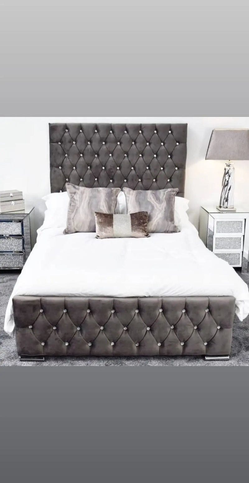 Majestic Plush Velvet Bed – Bespoke Wingback Bedstead (Handcrafted in the UK)