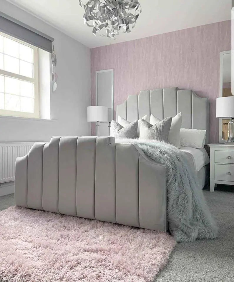 Lucy Plush Velvet Bed – Bespoke Handcrafted Bedstead (Made in the UK)