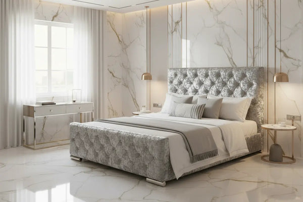 Emerald Crushed Velvet Bedstead – Bespoke Handmade Design