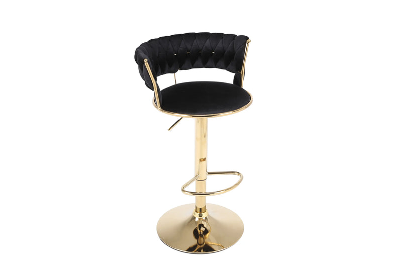 Camilla Luxury Black Gold Bar Stool x2 Pair