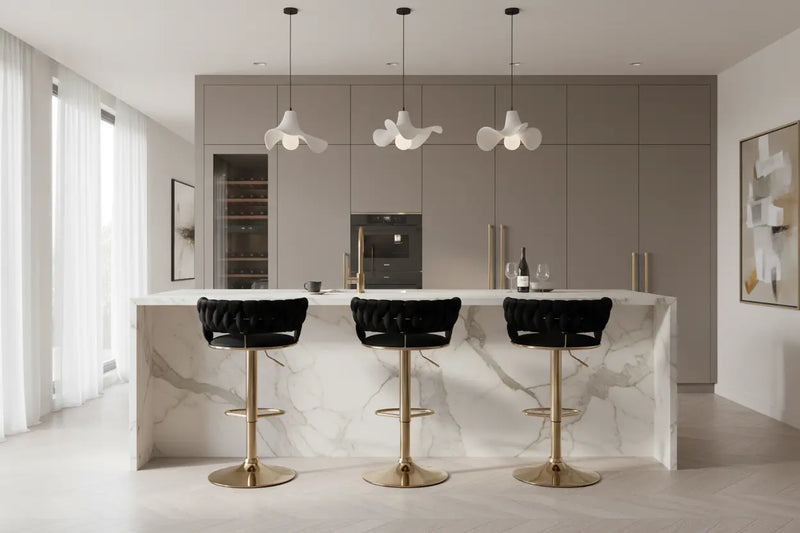 Camilla Luxury Black Gold Bar Stool x2 Pair