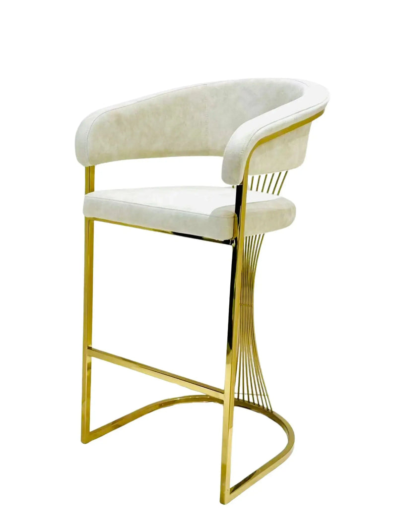 Porto Luxury Black & Gold Velvet Bar Stool Gold Legs Celebrity Interiors
