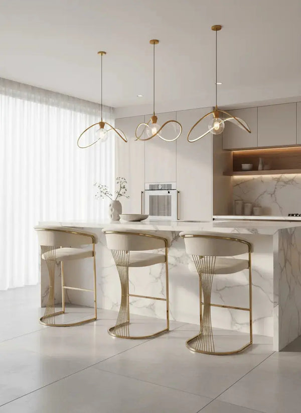 Porto Luxury Black & Gold Velvet Bar Stool Gold Legs Celebrity Interiors