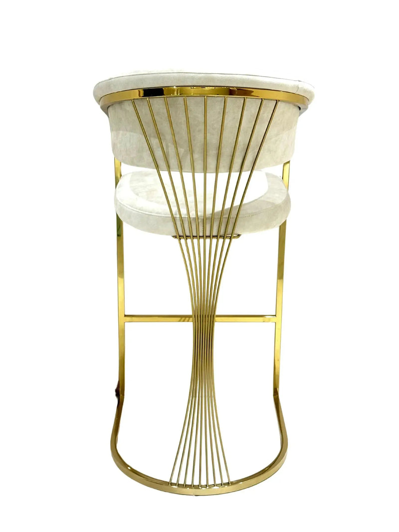 Porto Luxury Black & Gold Velvet Bar Stool Gold Legs Celebrity Interiors