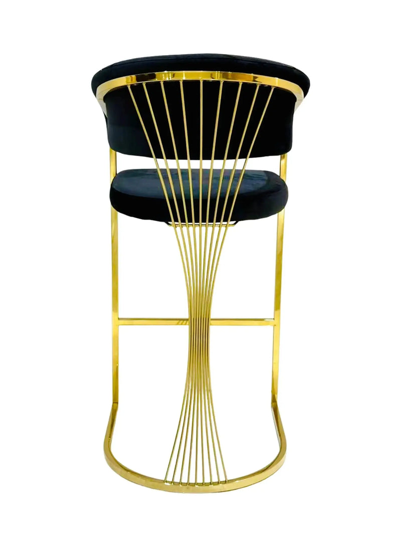 Porto Luxury Black & Gold Velvet Bar Stool Gold Legs Celebrity Interiors