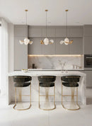 Porto Luxury Black & Gold Velvet Bar Stool Gold Legs Celebrity Interiors