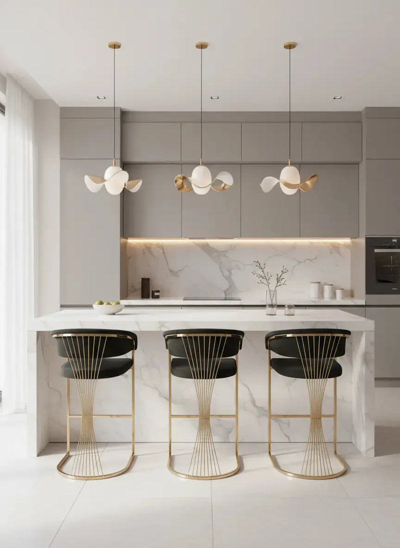 Porto Luxury Black & Gold Velvet Bar Stool Gold Legs Celebrity Interiors