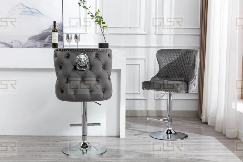 Valentino Luxury Barstool Lion Knocker Back Adjustable Height