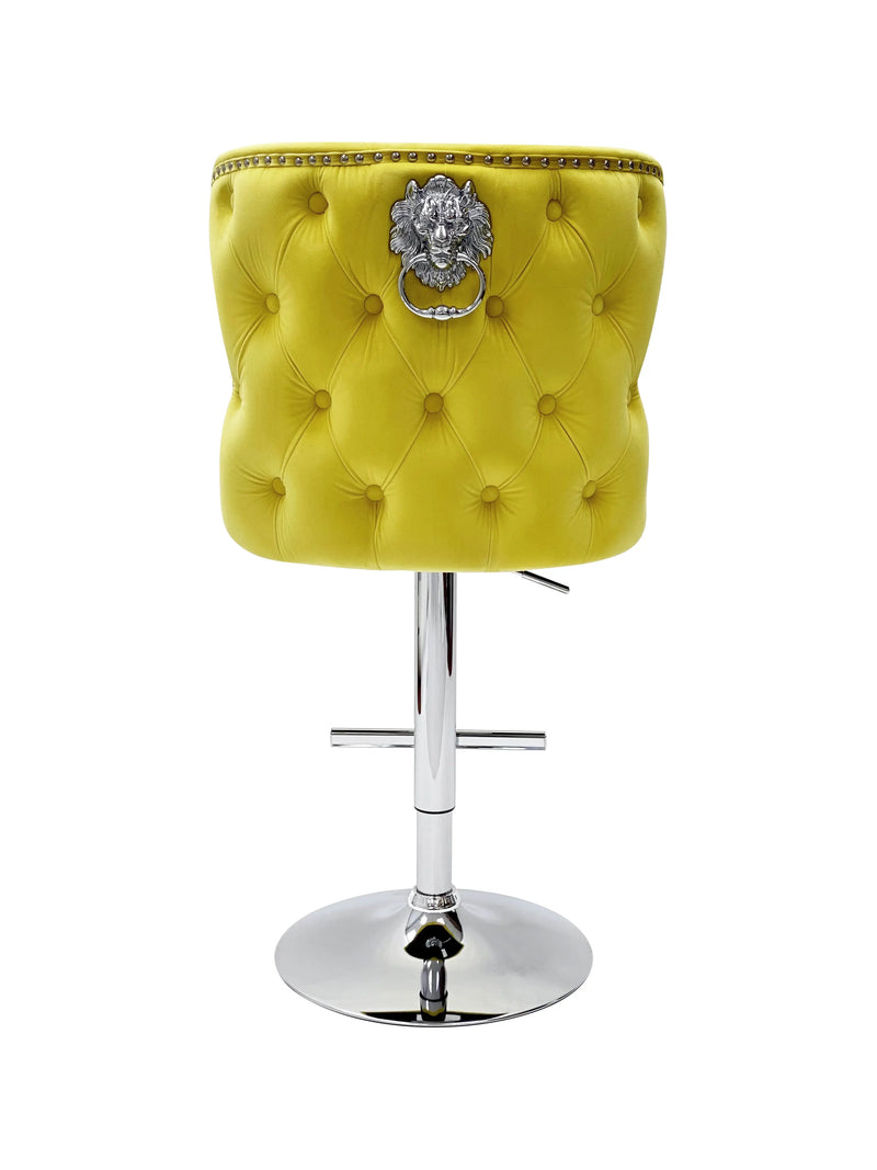 Valentino Luxury Barstool Lion Knocker Back Adjustable Height