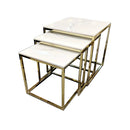 Cato Nest Tables 3pc Square Gold/White