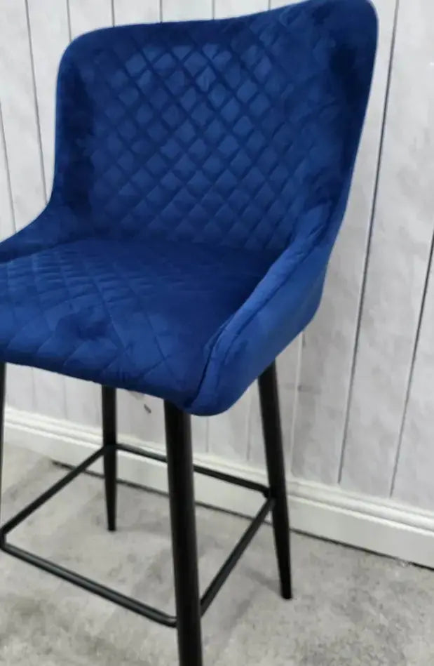 Vegas navy blue velvet barstool CELEBRITY INTERIORS