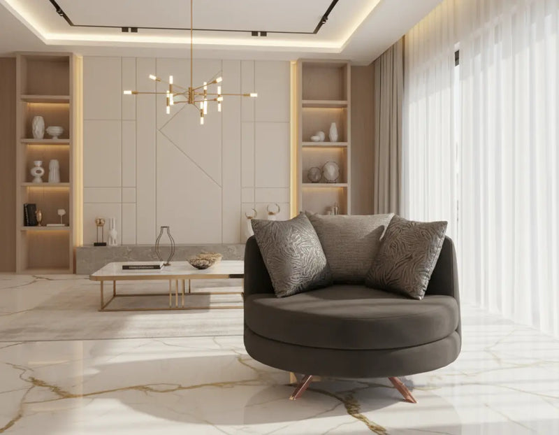 Elmira 1 Seater in Grey and Chrome Timeless Comfort with a Contemporary Edge