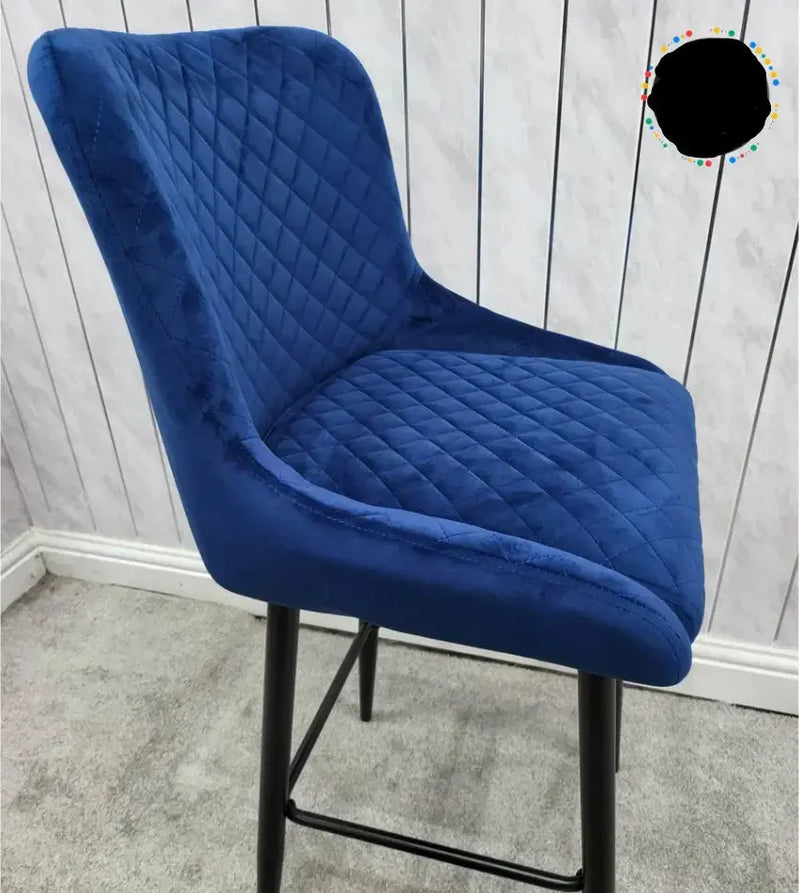 Vegas navy blue velvet barstool CELEBRITY INTERIORS