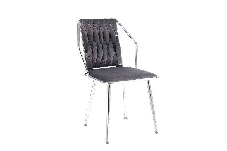 Daisy Dining Chair – Grey & Chrome Shimmer Fabric (SET OF 2)