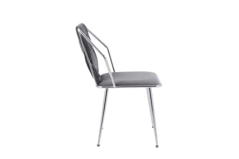 Daisy Dining Chair – Grey & Chrome Shimmer Fabric (SET OF 2)